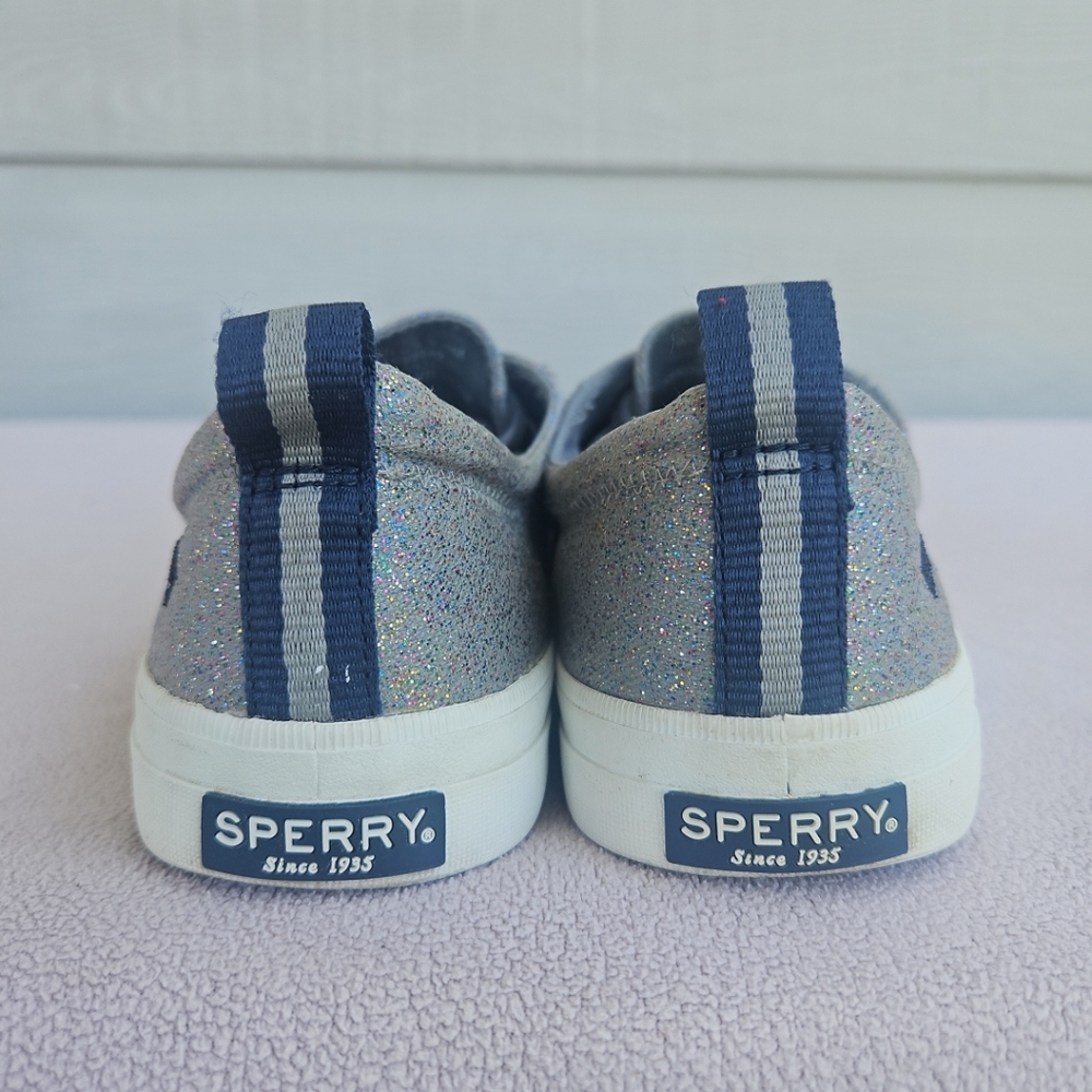 Sperry Top-Sider Crest Vibe Sneaker Women SZ 8.5 Grey Canvas Sparkle Low Boat - Picture 7 of 12